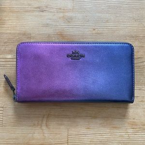 Coach Accordion Wallet Metallic Purple Ombré